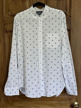Bonobos White Button-Down Shirt with Navy Micro Heart Print